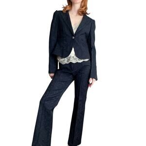 Vintage Y2K Bebe Black Pant Suit 2000s Made in USA Small Medium Blazer Jacket